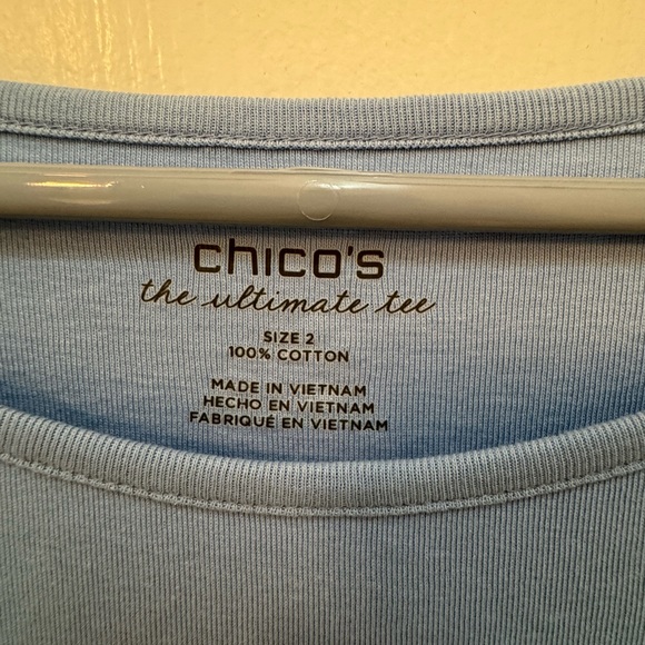 Chico’s Ultimate Tee, Size 2 or large, lite blue, 3/4 sleeves - Picture 2 of 9